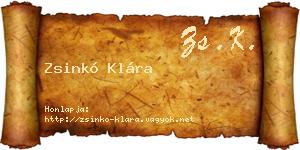 Zsinkó Klára névjegykártya